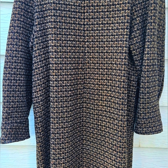 Vintage Coat 1980's Full Length Wool Leather Retro Warm Heavy Cozy Cute Comfy L - Picture 8 of 12